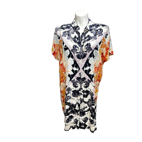 Anthropologie Maeve Hibiscus Bloom Oversized Shirt Dress - Picture 4 of 10